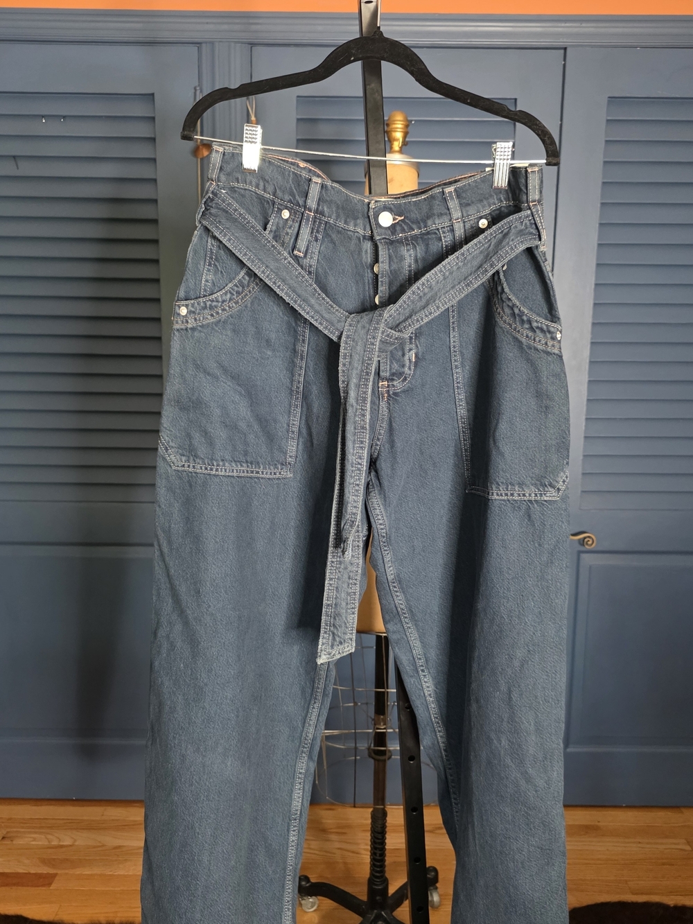 Free People Augusta Wide Leg Paper Bag Jeans.